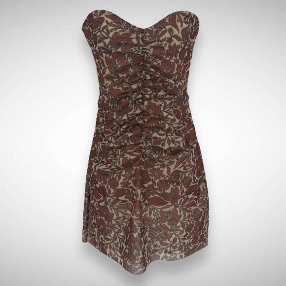 Bec + Bridge Priya Hibiscus Floral Ruched Strapless Mini Dress Size US 10 AUS 14 - Picture 2 of 9